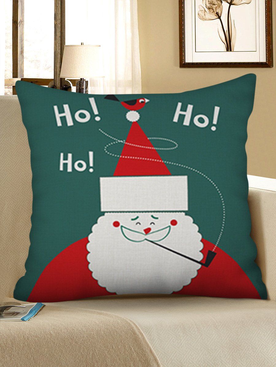 

Christmas Santa Claus Decorative Linen Pillowcase, Deep green