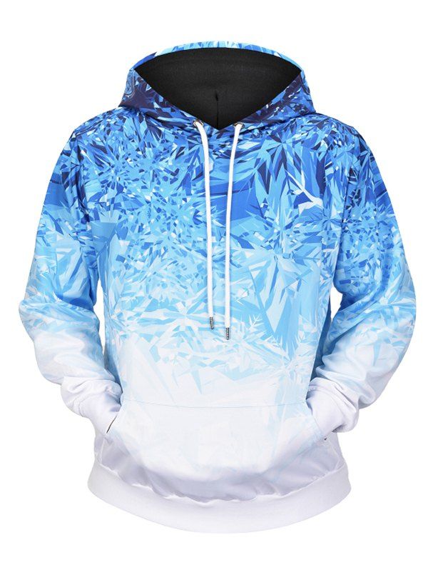 

Ice Print Long Sleeve Hoodie, Blue
