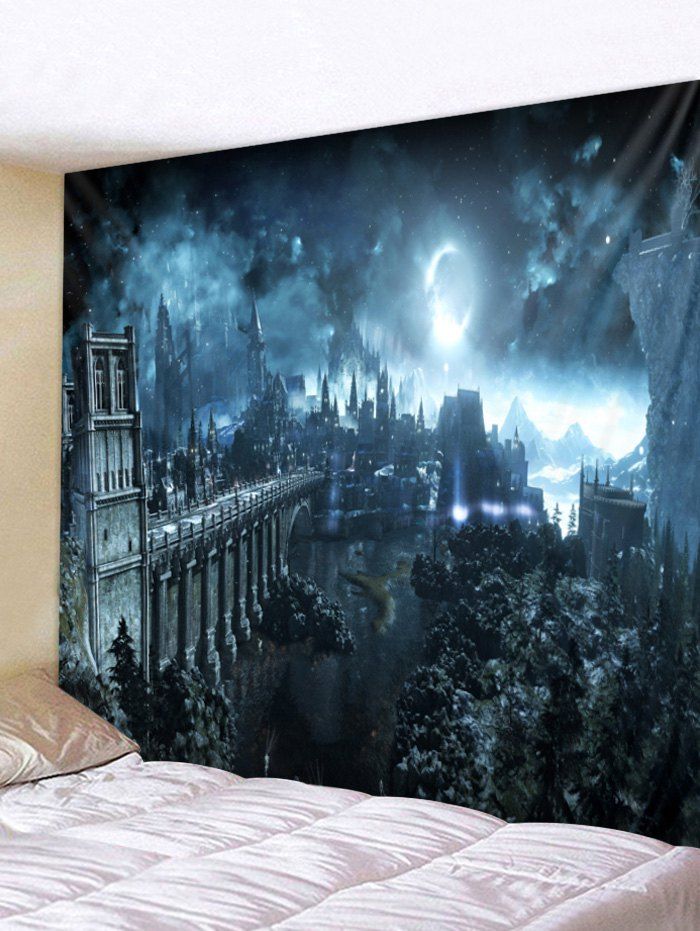 

Halloween Night Print Wall Tapestry Decoration, Gray