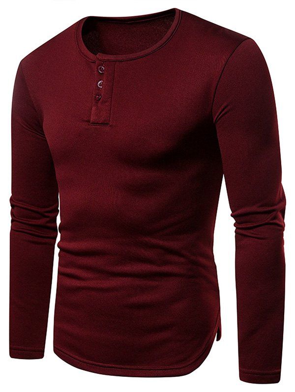 

Henry Neck Pure Color Tee, Red wine