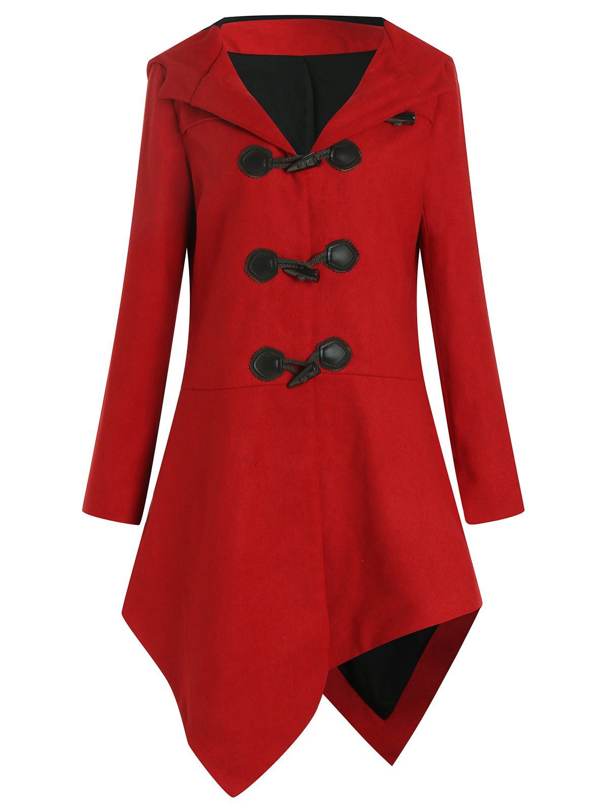 

Hooded Asymmetric Duffle Coat, Red
