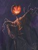 Drawstring Pumpkin Lamp Print Halloween Hoodie -  
