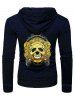 Sweat-Shirt à Capuche avec Cordon de Serrage Motif Crânes d'Halloween - Cadetblue XS
