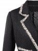 Lapel Contrast Trim Tweed Blazer -  