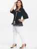 Plus Size Lace Up Panel Ribbed Top -  