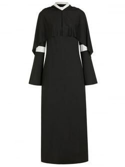 Plus Size Halloween Cosplay Nun Costume Slit Dress - BLACK - 1X