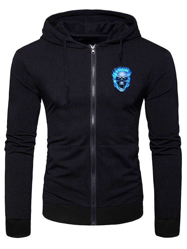 

Halloween Skull Pattern Casual Hoodie, Black