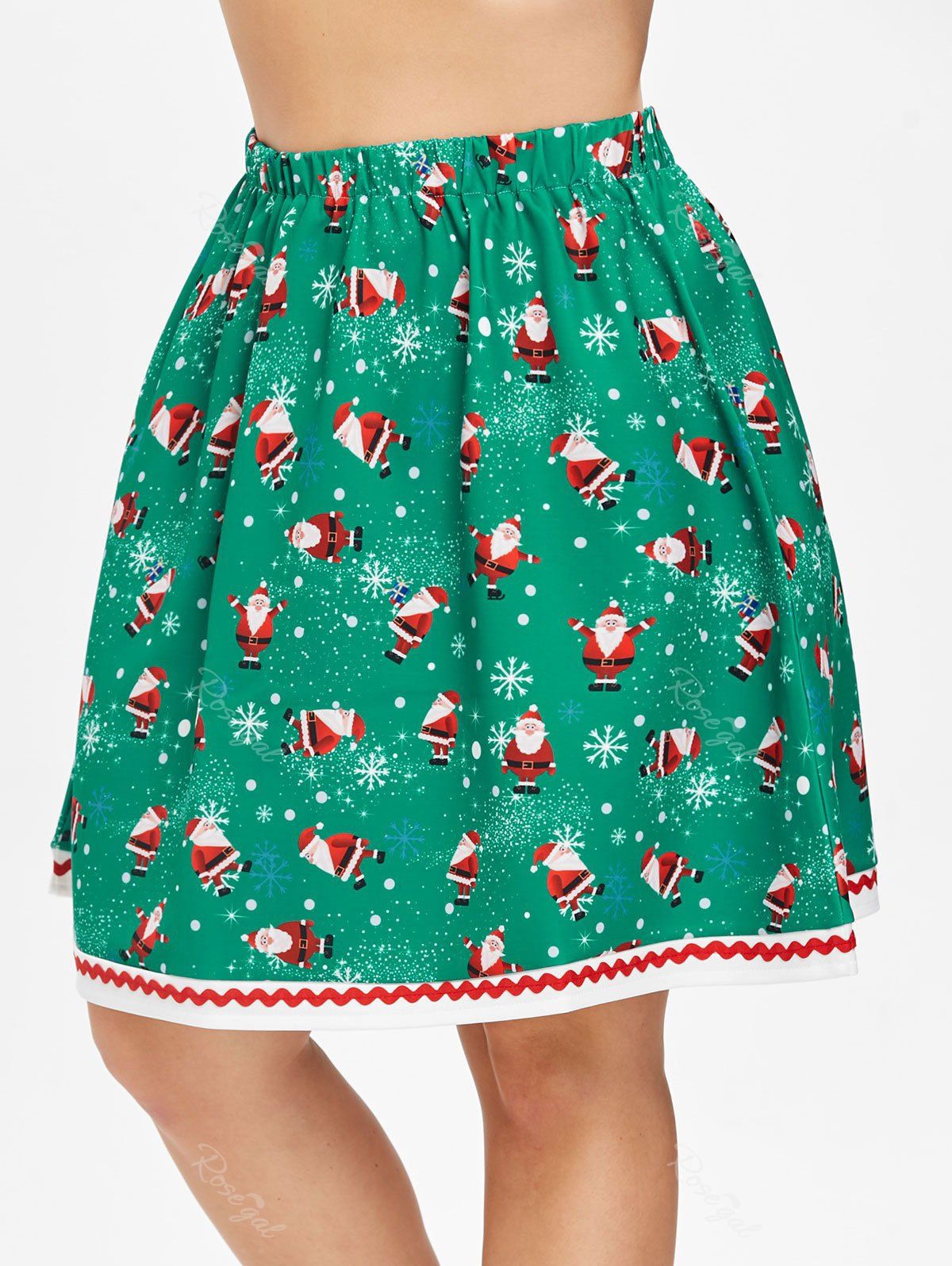 

Plus Size Christmas Santa Claus Snowflake Skirt, Green