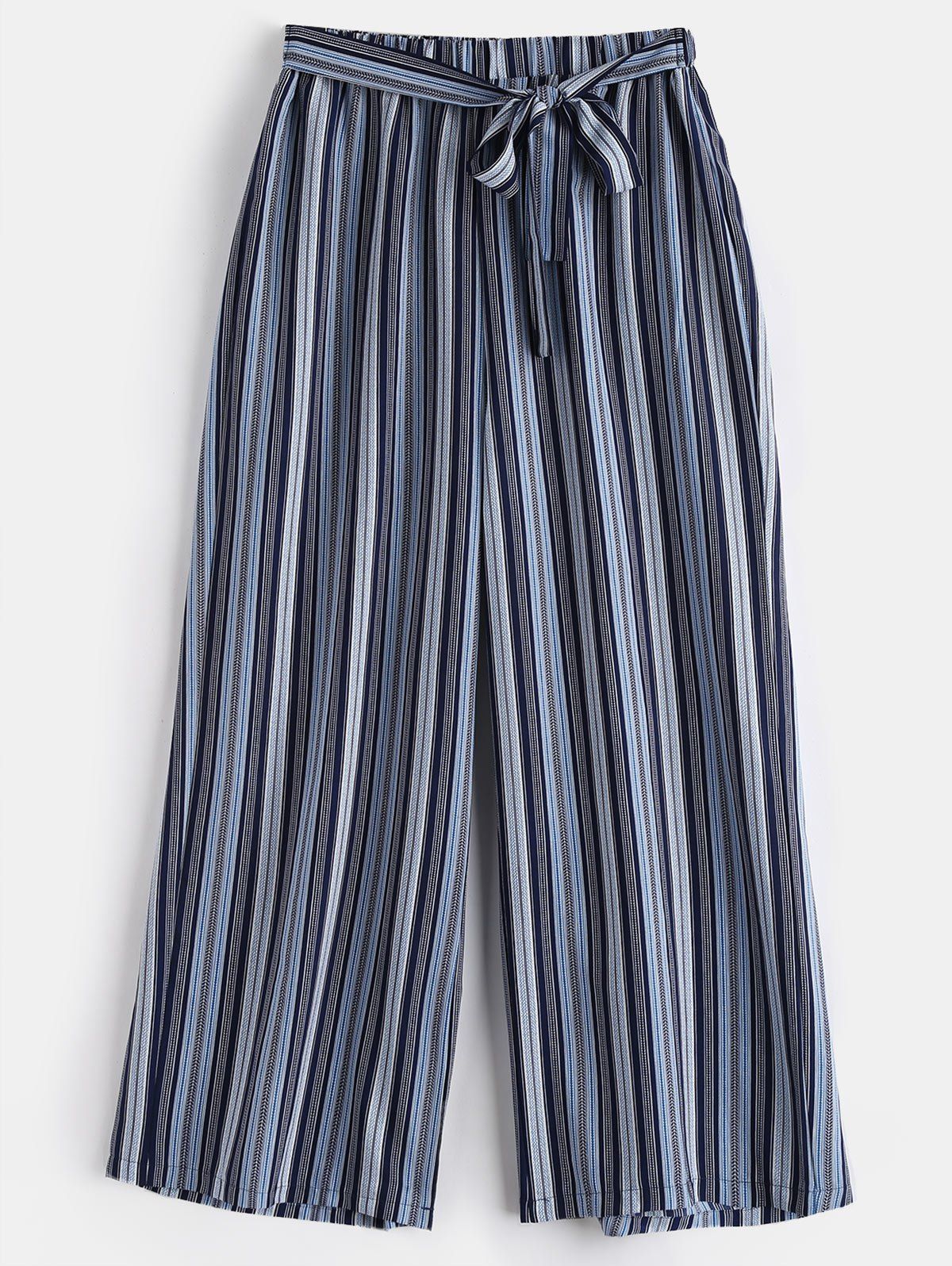 

Tie Striped Plus Size Pants, Multi