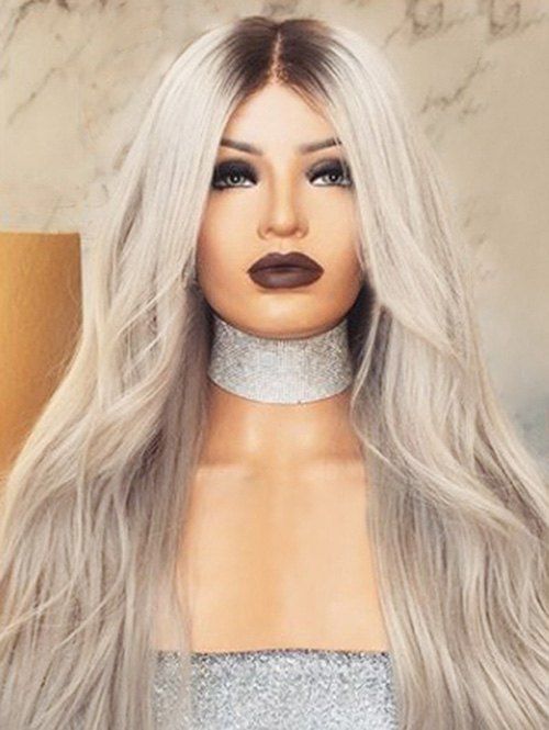 

Long Middle Part Ombre Wavy Synthetic Wig, Multi