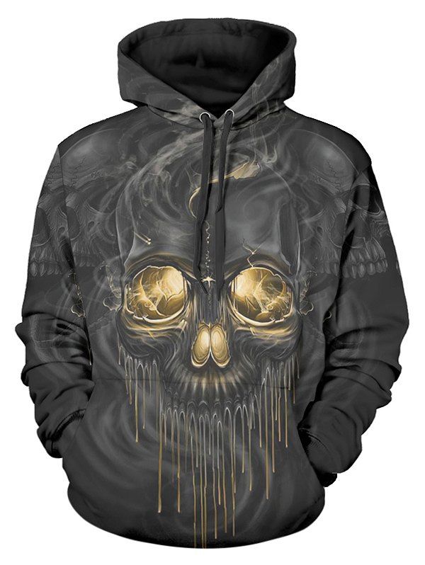 

Skulls Print Pullover Hoodie, Multi