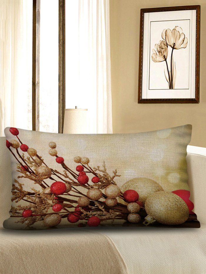 

Christmas Balls Print Decorative Sofa Linen Pillowcase, Multi