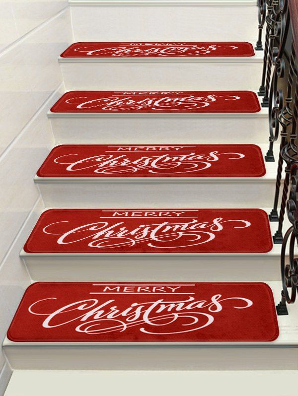 

Merry Christmas Printed Stair Decor Floor Rugs, Multi