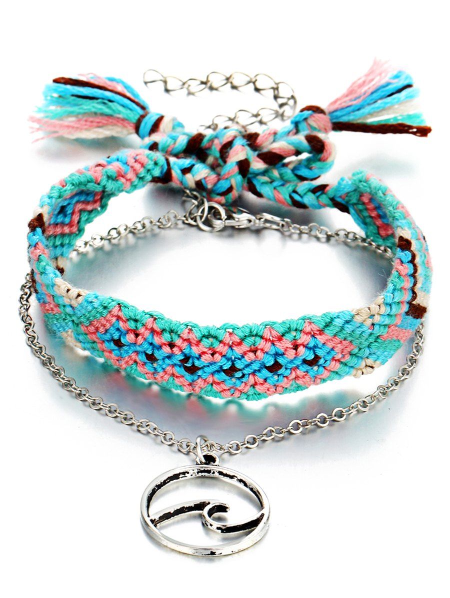 

Bohemian Knitted Ankle Bracelet, Deep sky blue