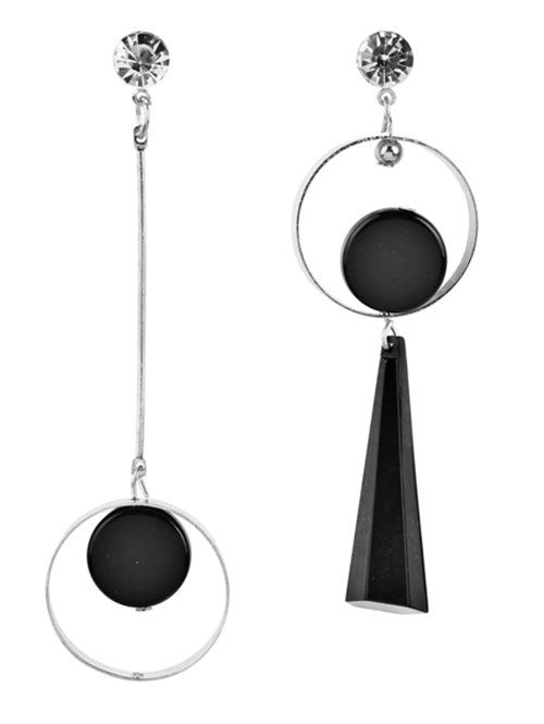 

Vintage Hollow Out Rounded Asymmetric Earrings, Silver