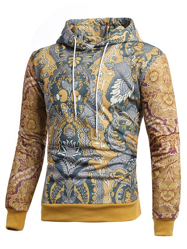 

Retro Allover Printed Casual Hoodie, Multi