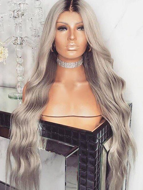 

Long Middle Part Gradient Wavy Synthetic Wig, Multi