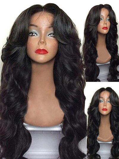 

Long Center Parting Body Wave Synthetic Wig, Natural black