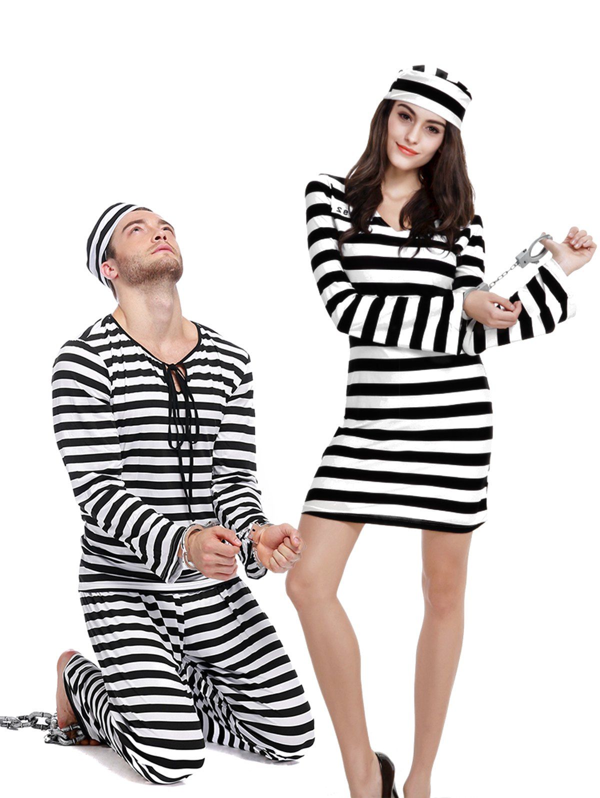 [48% OFF] Halloween Prison Uniform Couples Set | Rosegal