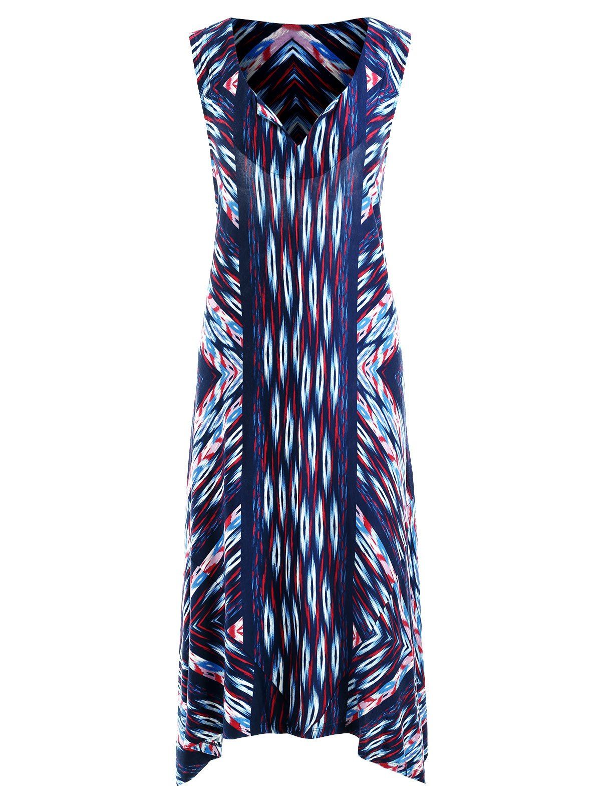 

Sleeveless Print Handkerchief Dress, Multi