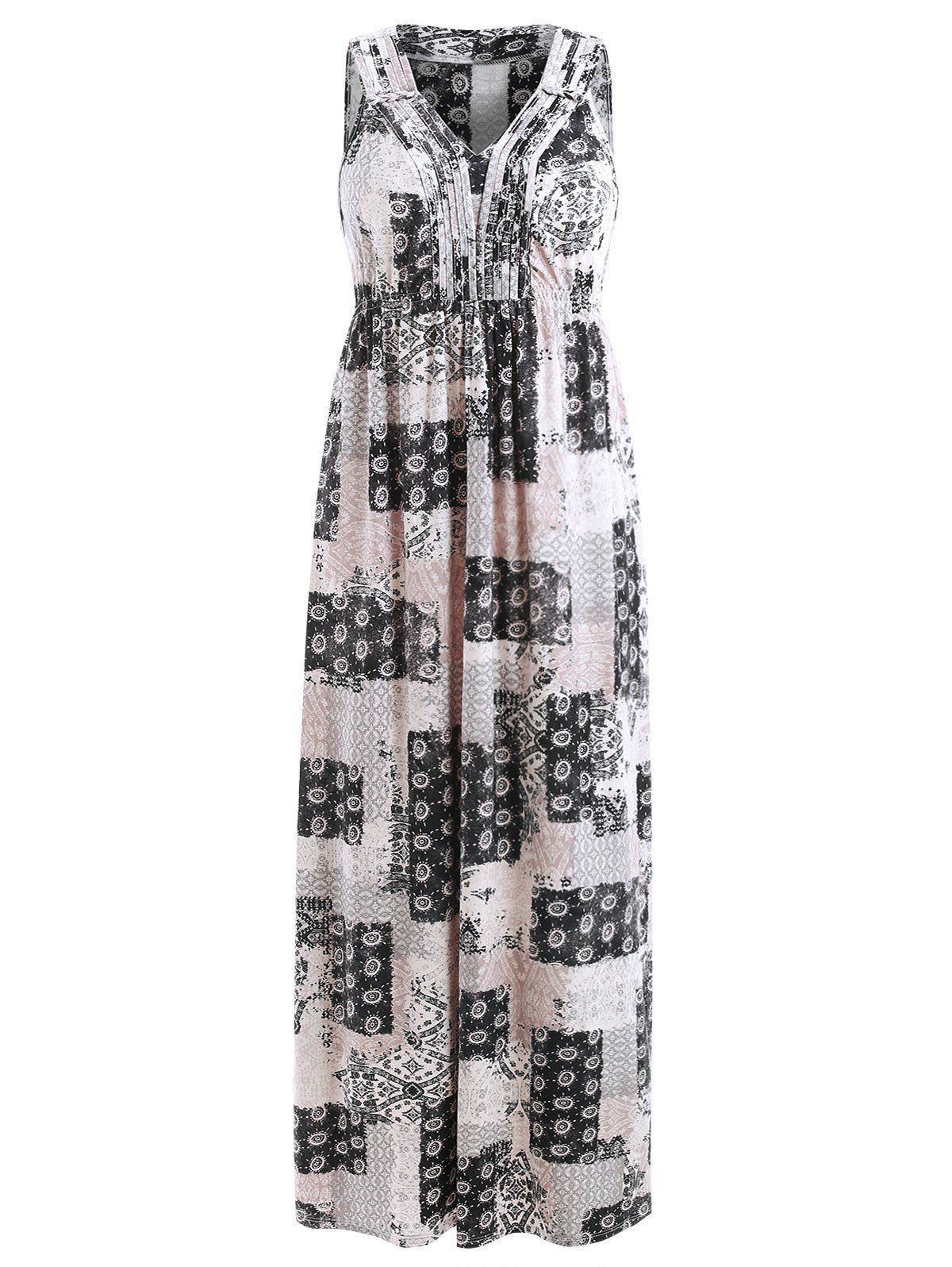 

Sleeveless Patchwork Print Bohemian Dress, Multi