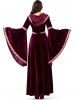 Halloween Long Sleeve Maxi Velvet Hooded Dress -  