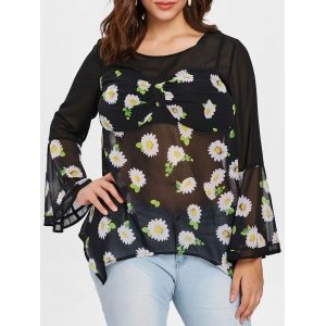 

Plus Size Empire Waist Floral Blouse, Black