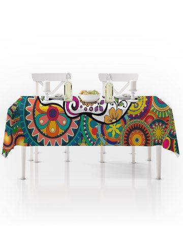 

Halloween Skull Mandala Print Fabric Waterproof Tablecloth, Multi