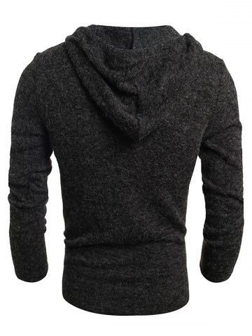 

Color Block Faux Twinset Hooded Sweater, Black