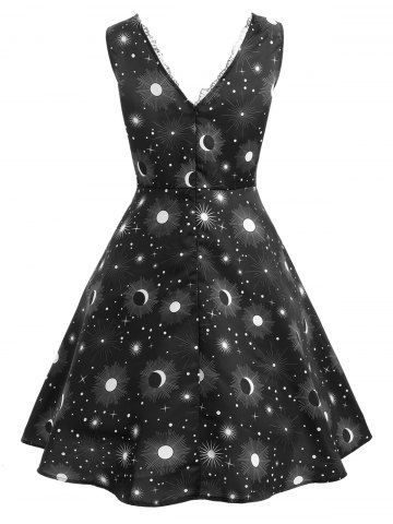 

Plus Size Starry Sky Flared Dress, Black