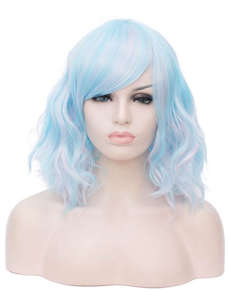 

Medium Side Bang Colormix Natural Wavy Synthetic Cosplay Lolita Wig, Multi