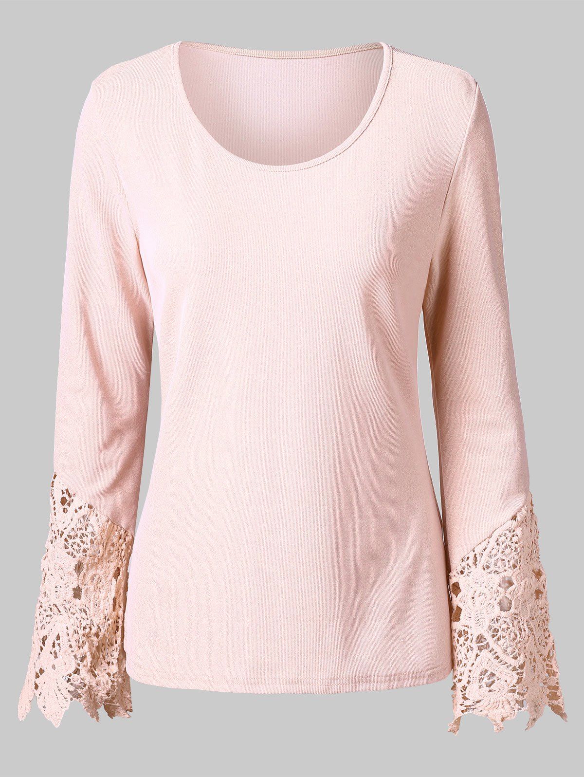 [60% OFF] Lace Trim Full Sleeve T-shirt | Rosegal