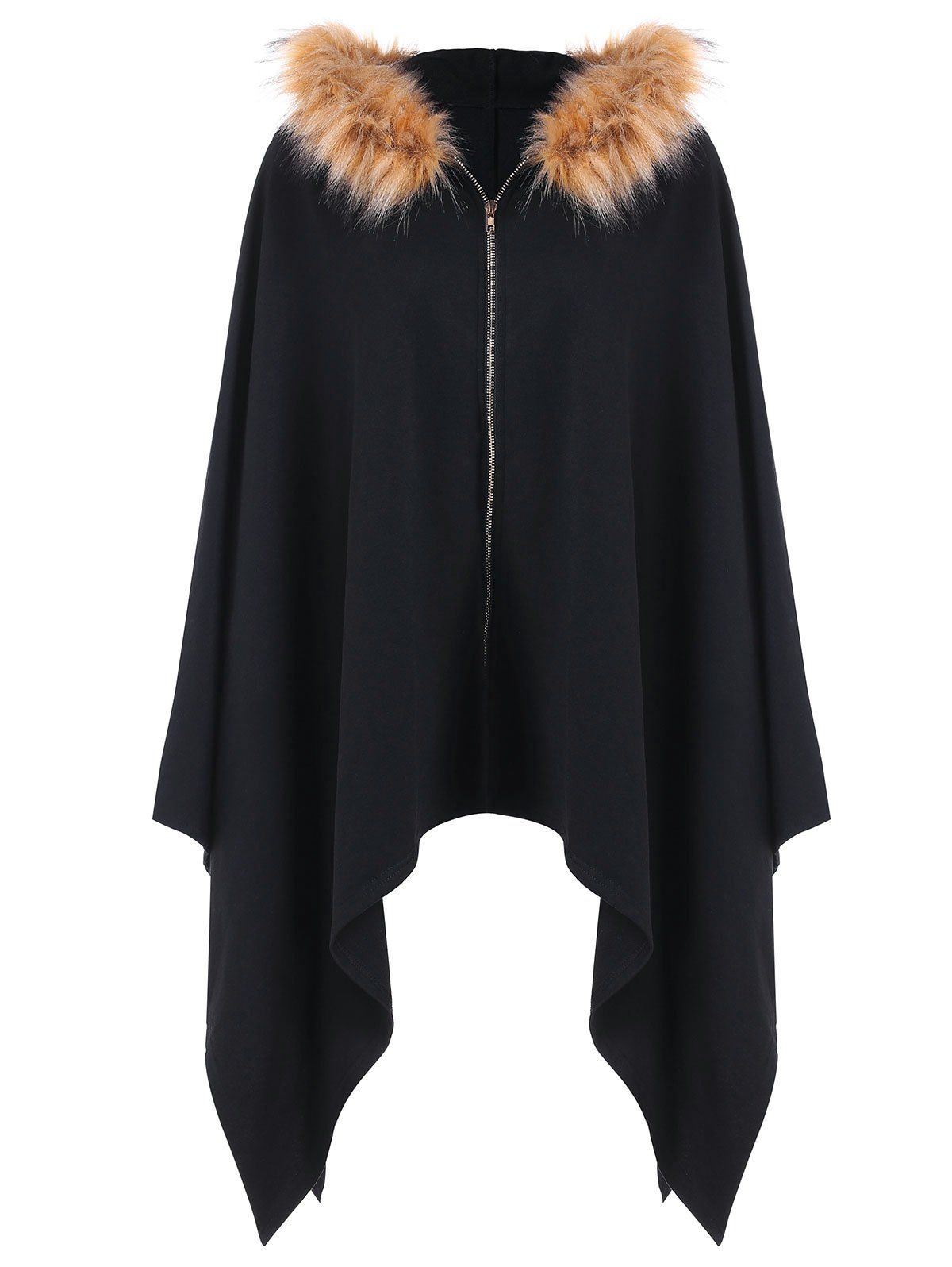 fluffy hooded poncho