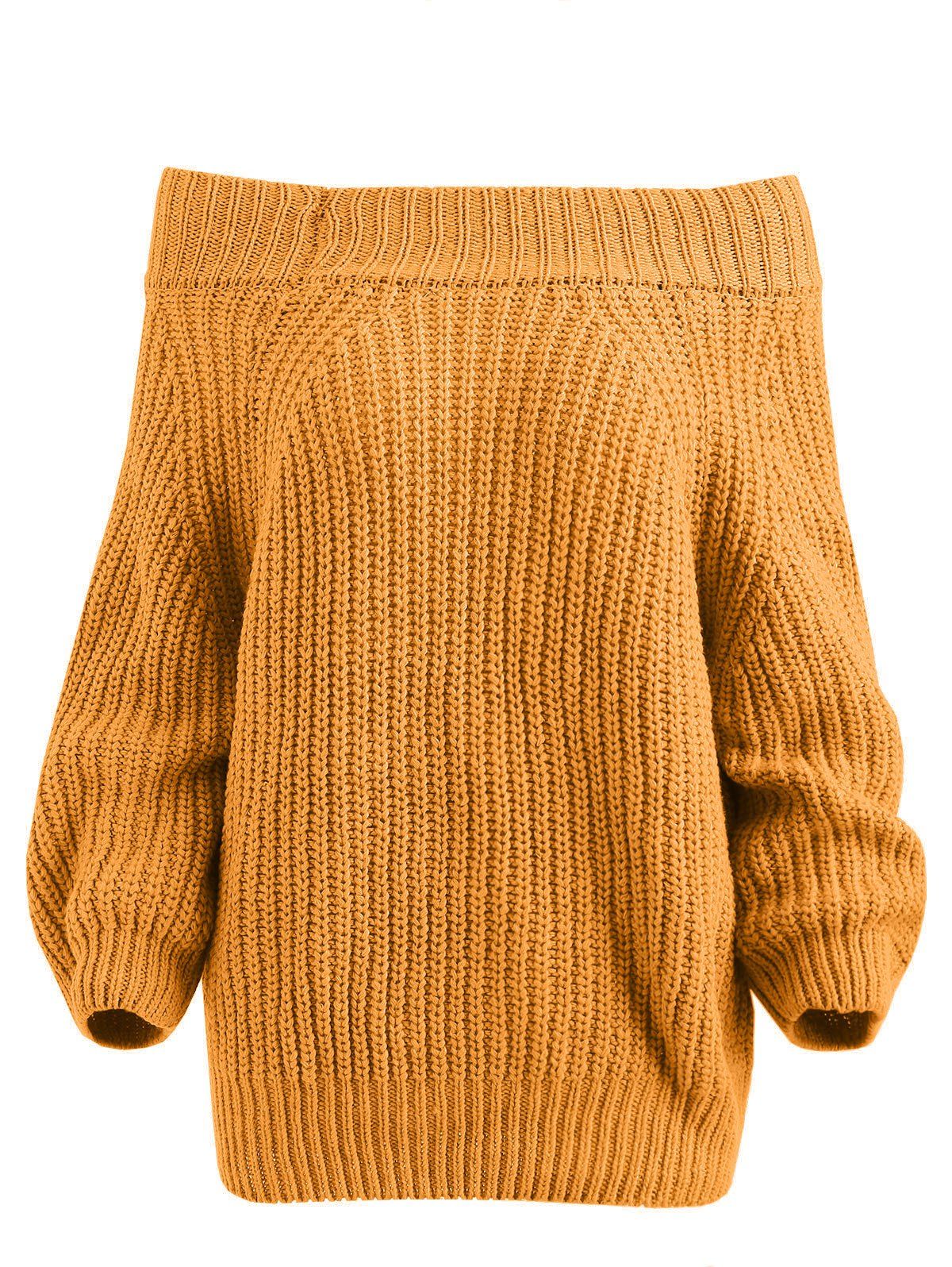 

Pullover Off The Shoulder Chunky Sweater, Yellow