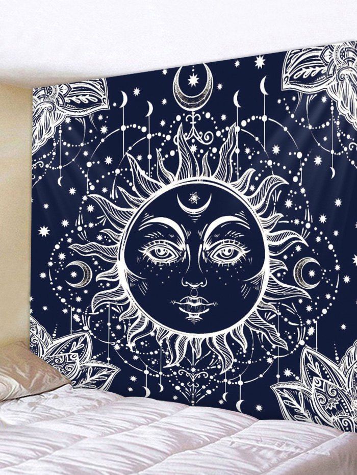 

Wall Hanging Art Sun God Print Tapestry, Cadetblue