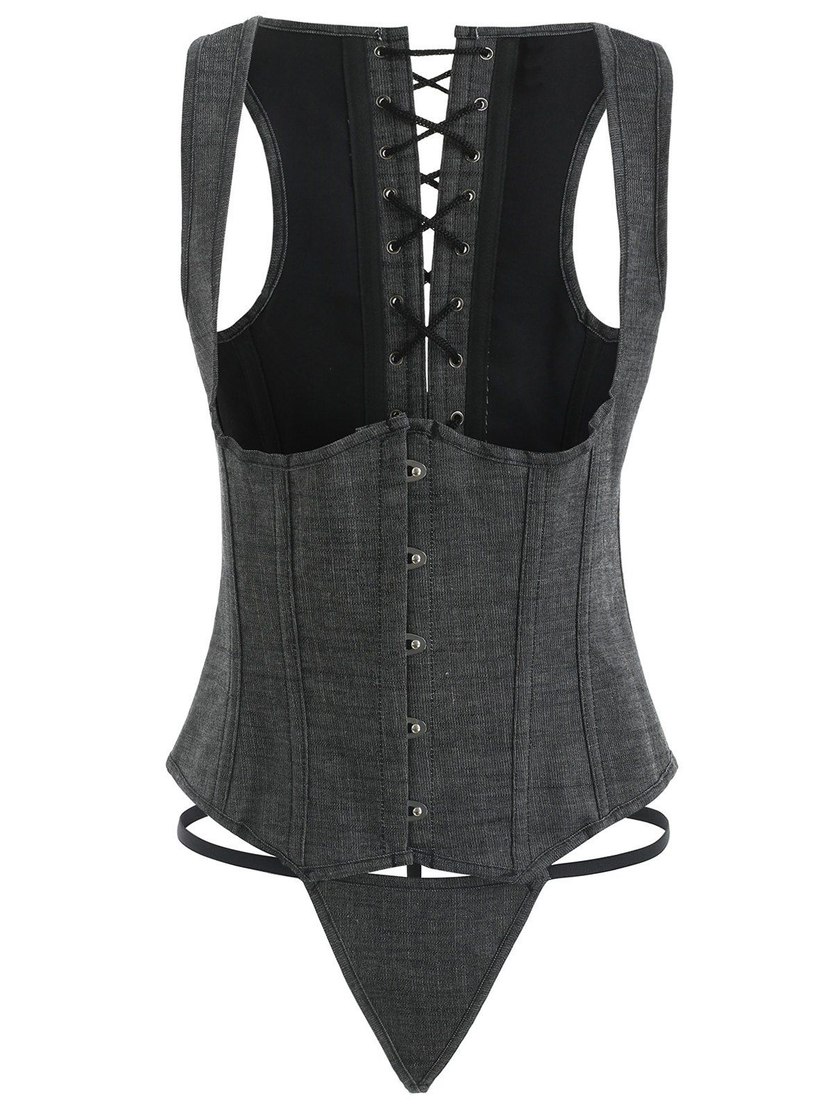 [35 OFF] Open Bust Laceup Corset With Thong Rosegal