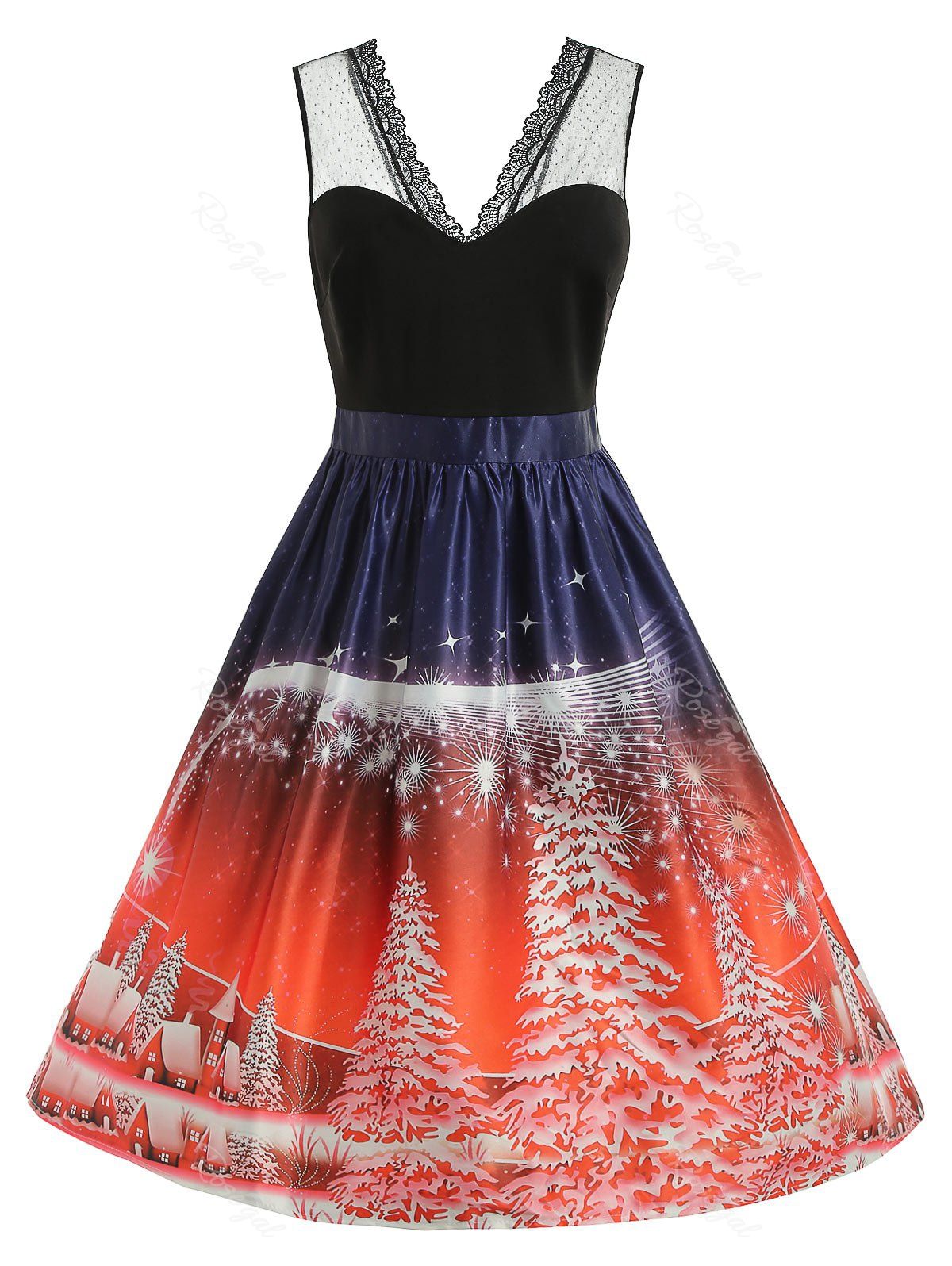 

Plus Size Sleeveless Christmas Dress, Red