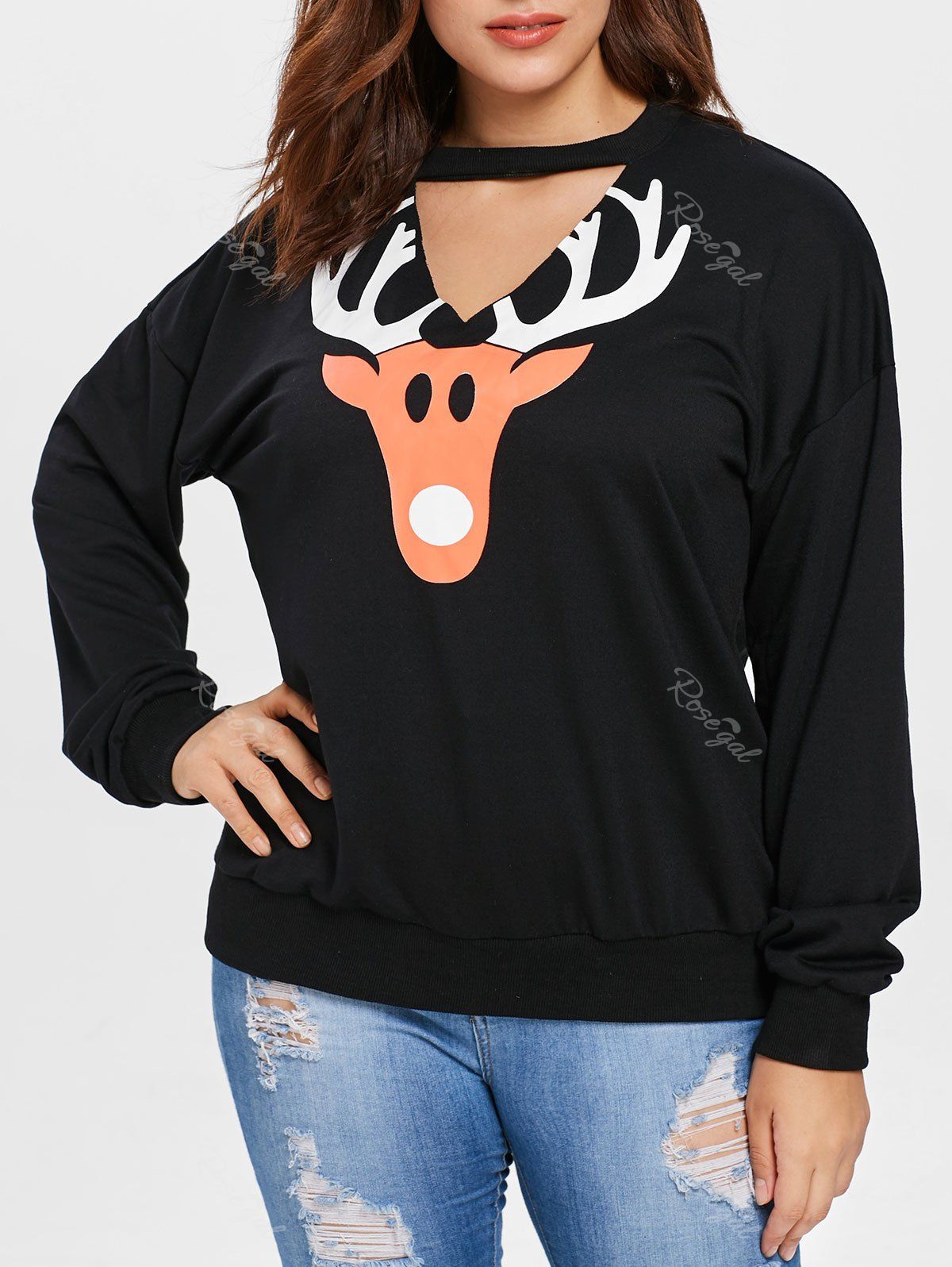 Women Merry Christmas Plus Size Pullover Deer Elk Printed Skew Neck 2018 Fashion Sweatshirt Women Merry Christmas Plus Size Pullover Deer Elk Printed Skew Neck 2018 Fashion Sweatshirt