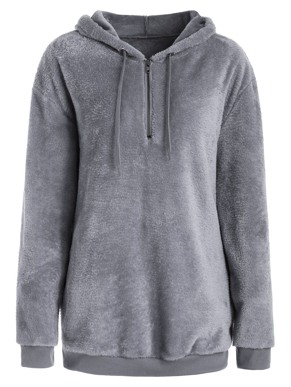 half zip fluffy hoodie