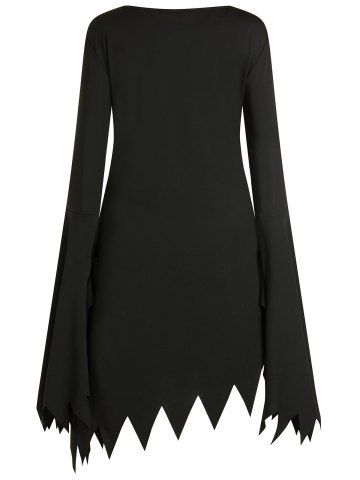 

Plus Size Halloween Flare Sleeve Witch Cosplay Dress, Black