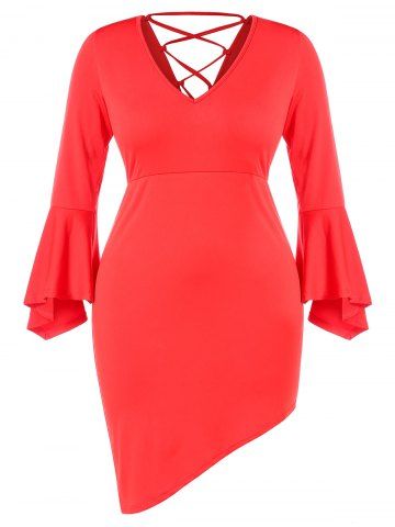 red bell sleeve dress