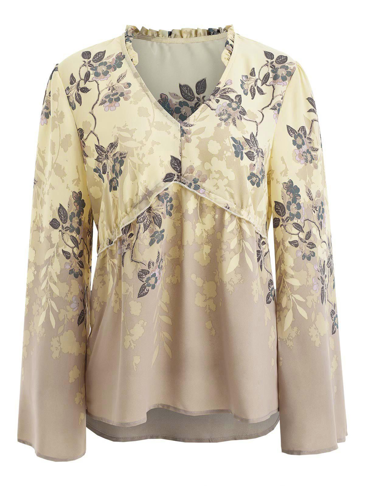 

Flare Sleeve Floral Print Blouse, Multi