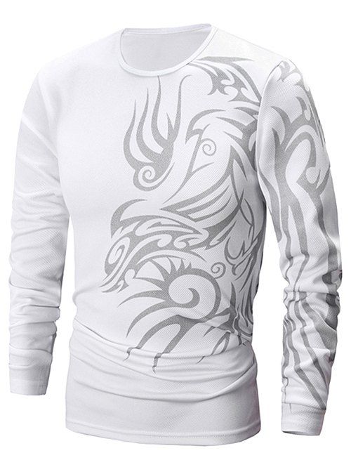 

Fire Print Round Neck T-shirt, White