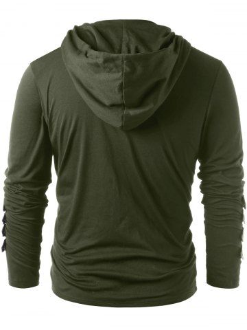 

Hooded Lace Up Sweatshirt, Army green