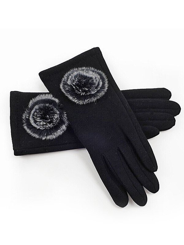 

Vintage Full Finger Fuzzy Gloves, Black