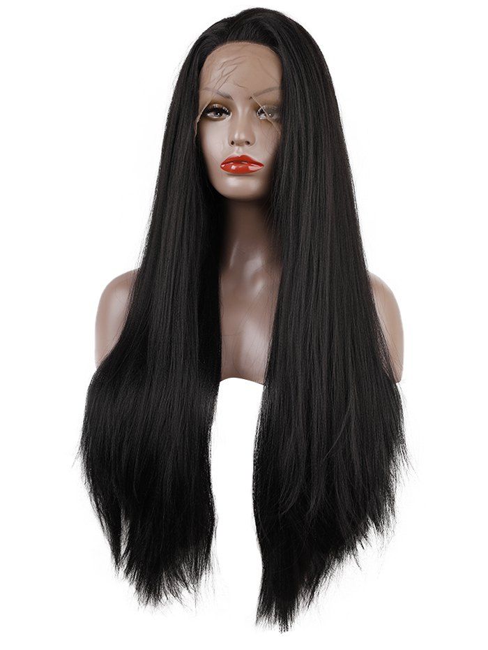 

Long Free Part Straight Synthetic Lace Front Wig, Black