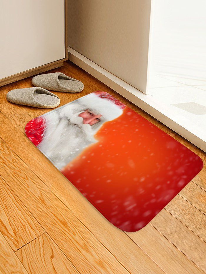 

Father Christmas Printed Decorative Flannel Bath Mat, Rosso red