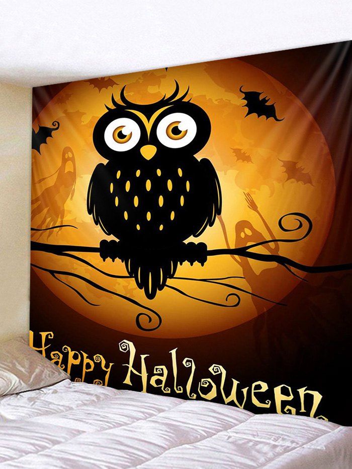 

Wall Hanging Art Halloween Moon Owl Print Tapestry, Multi