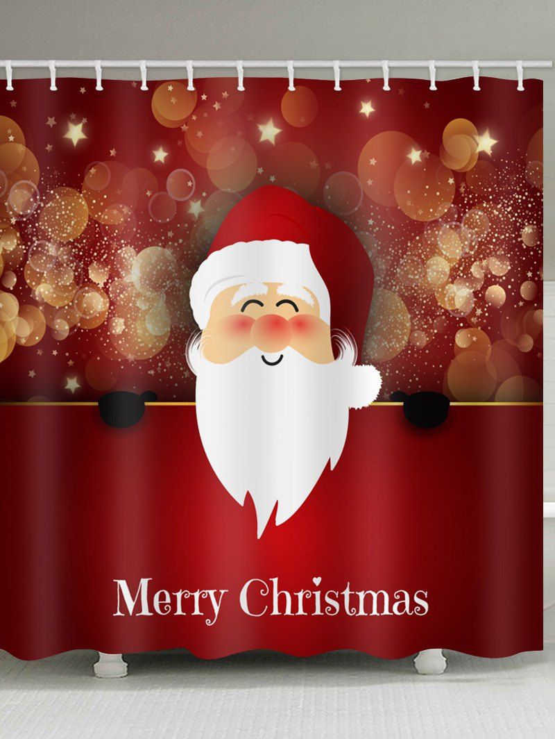 

Christmas Santa Claus Pattern Waterproof Bathroom Shower Curtain, Red