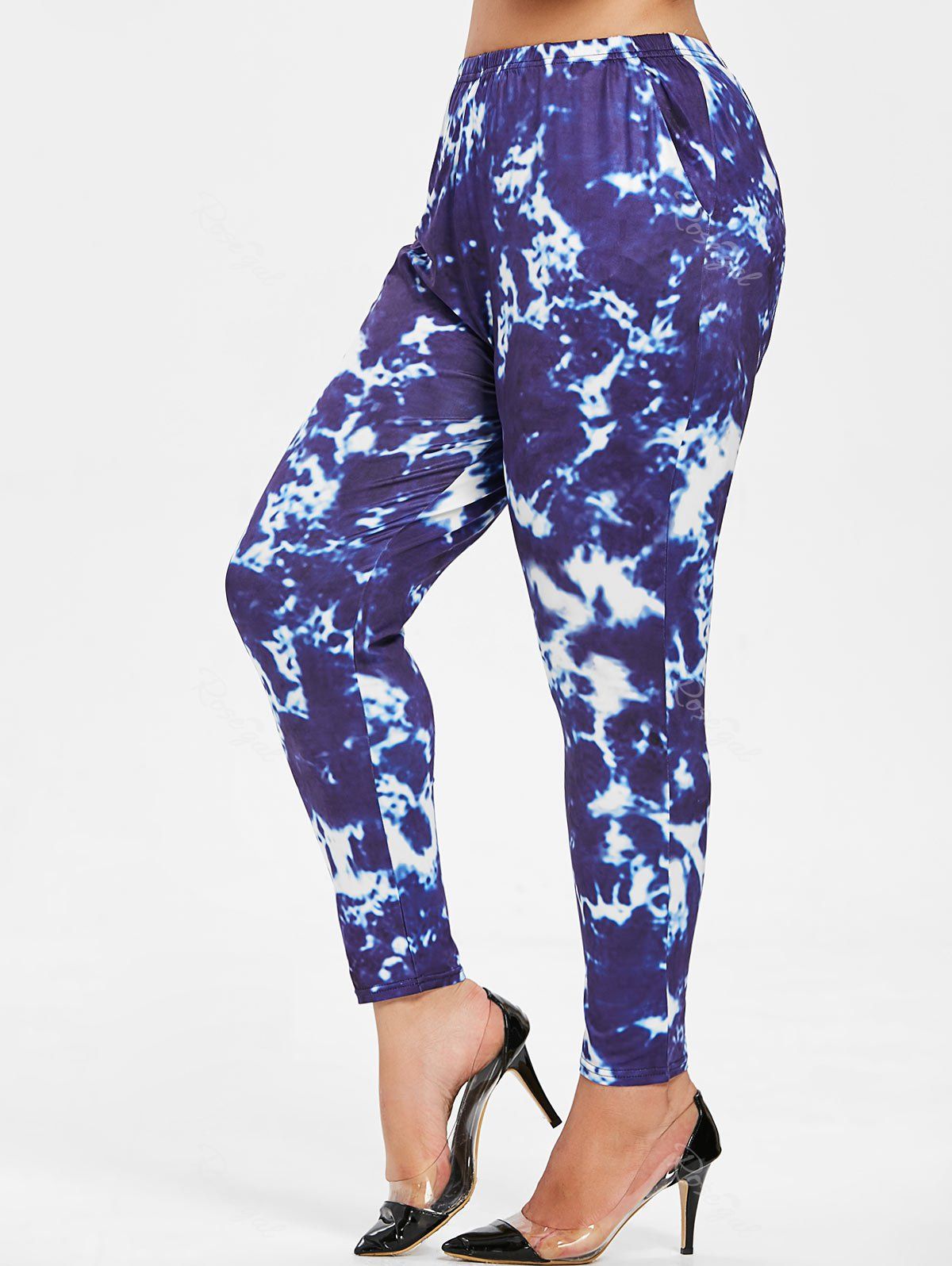 

Tie Dye Plus Size Elastic Waist Leggings, Purple